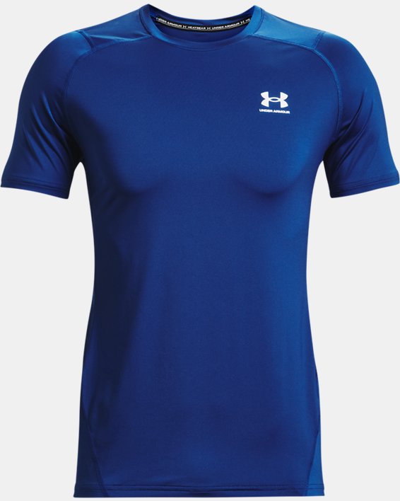 Men's HeatGear® Armour Fitted Short Sleeve, Blue, pdpMainDesktop image number 4